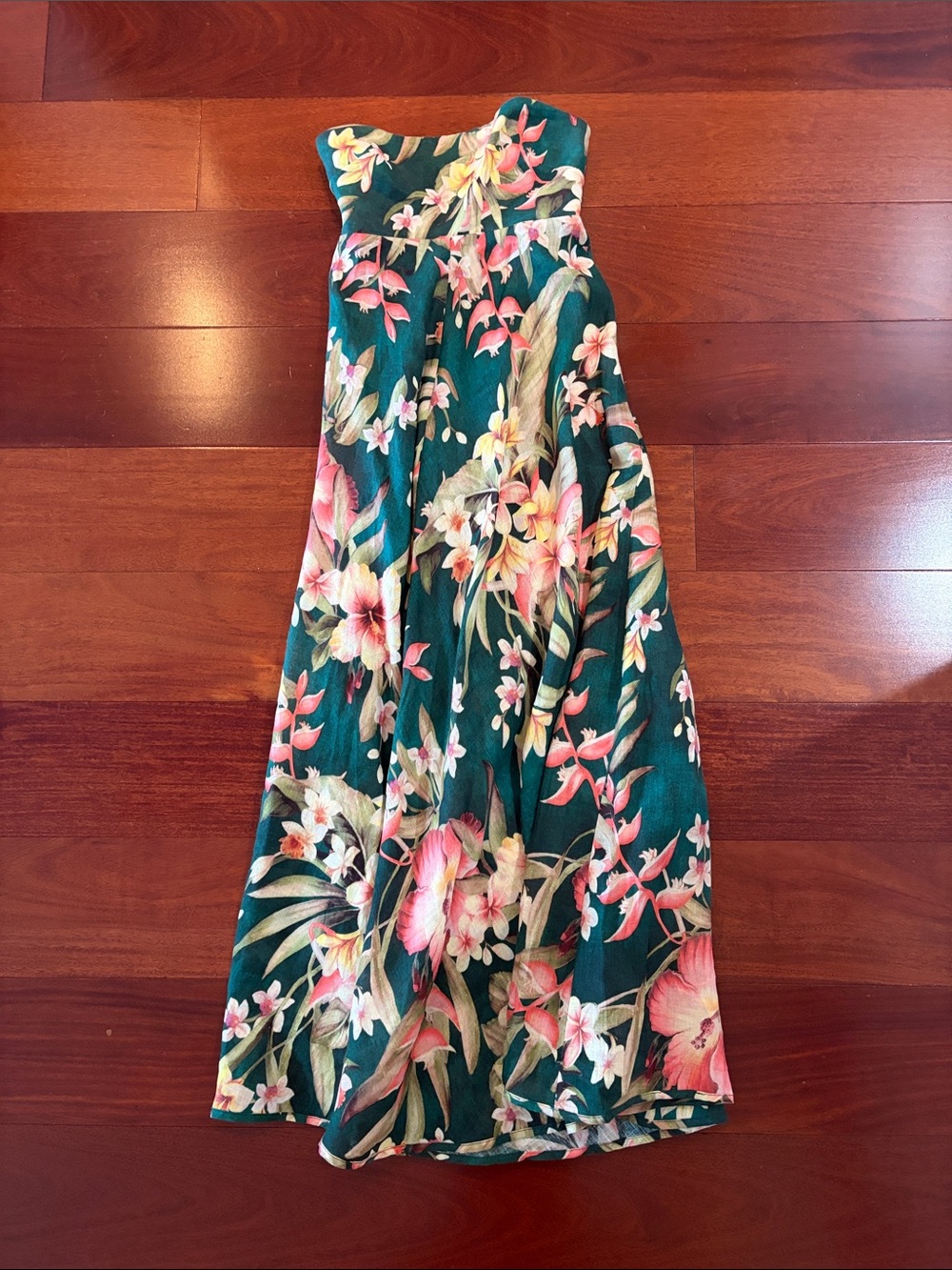 Zimmermann Strapless Floral Maxi Dress - Teal, Pink & Cream